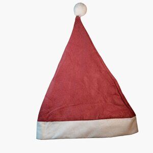 Santa Hat Red White Fabric  Pom Pom Christmas Costume Prop